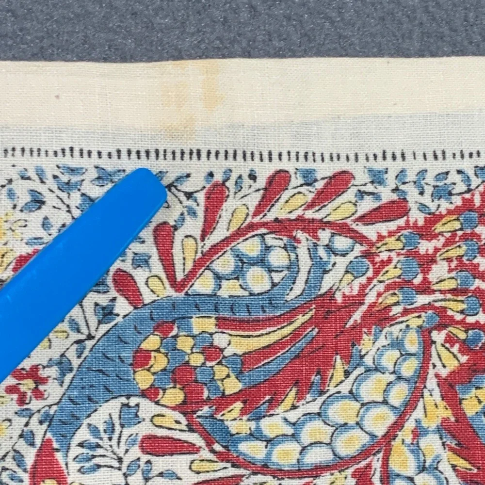Unbranded Kalamkari Block Print Scarf Unisex OS Peacocks Folk Art Boho Cream Red